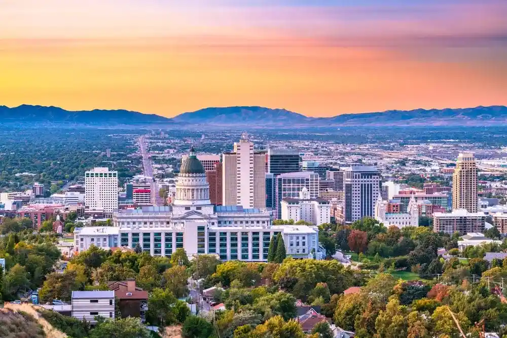 Downtown city skyline of Salt Lake City, Utah.