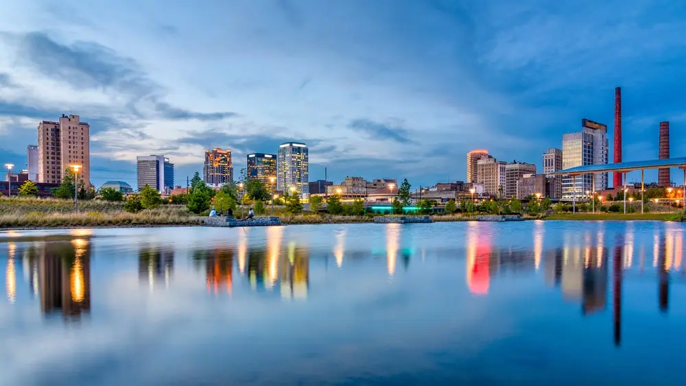 Downtown skyline view of Birmingham, Alabama.