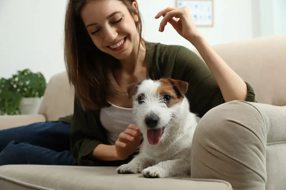 young woman with her dog