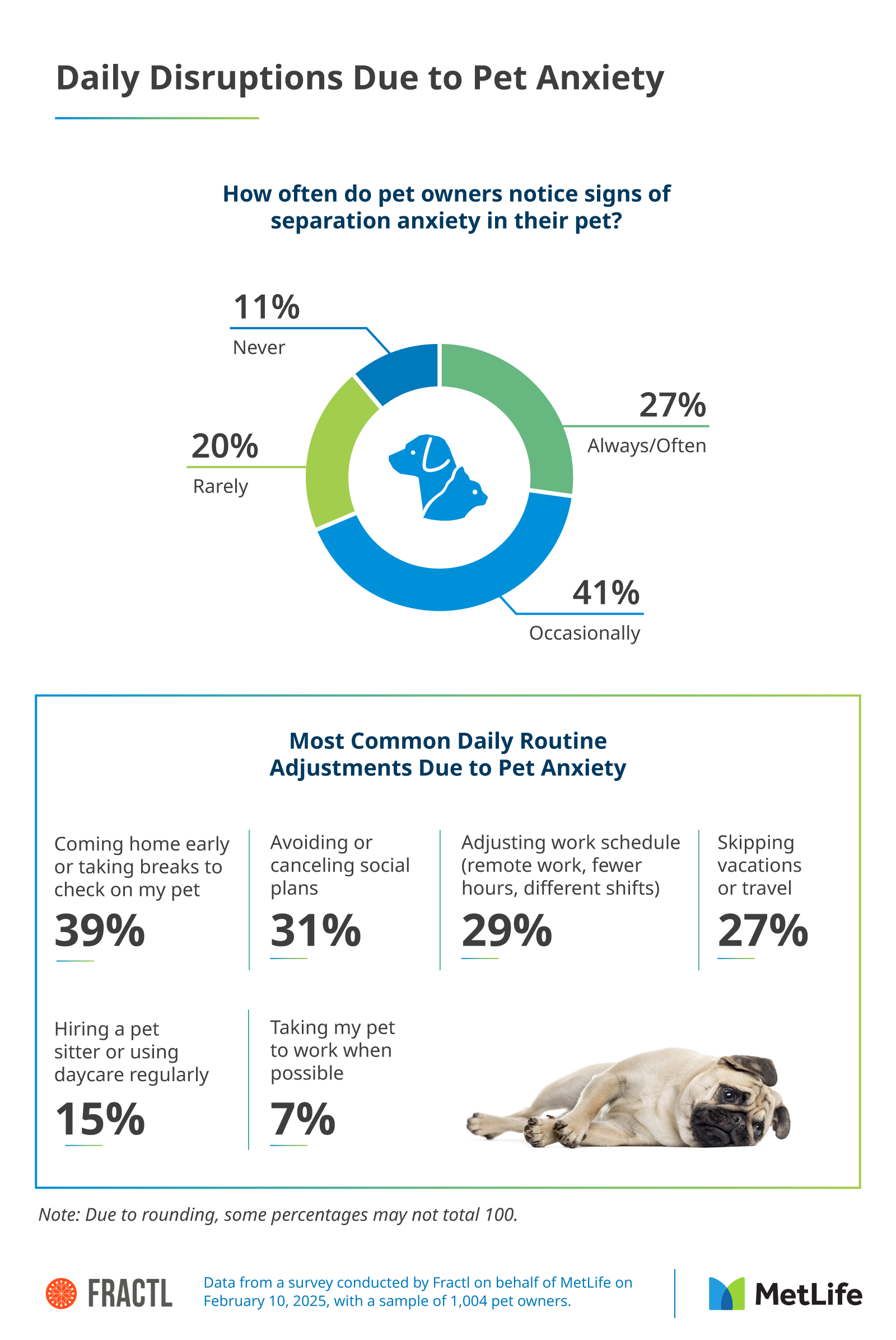 An infographic displaying the daily disruptions due to pet anxiety