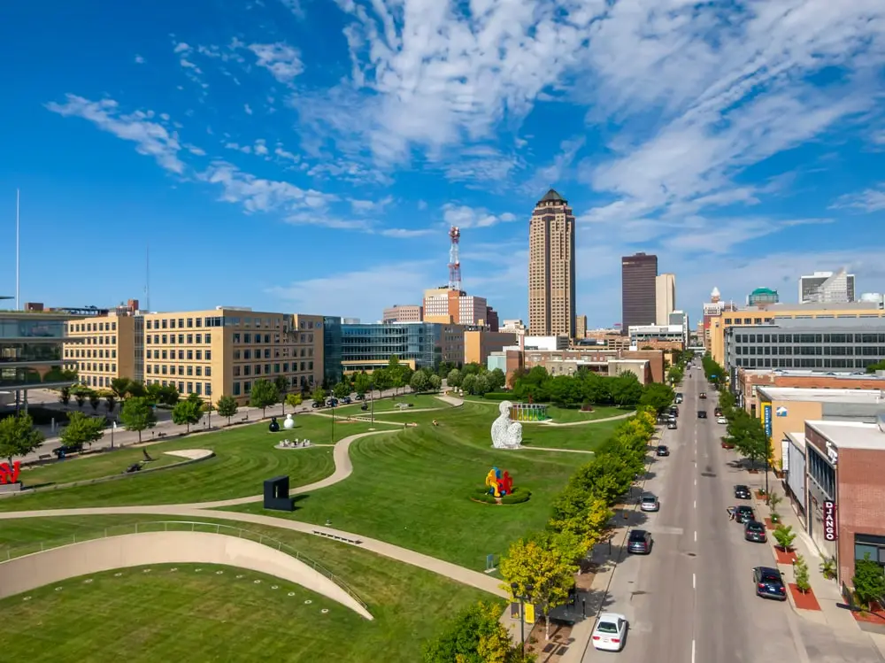 City view of Des Moines, Iowa.
