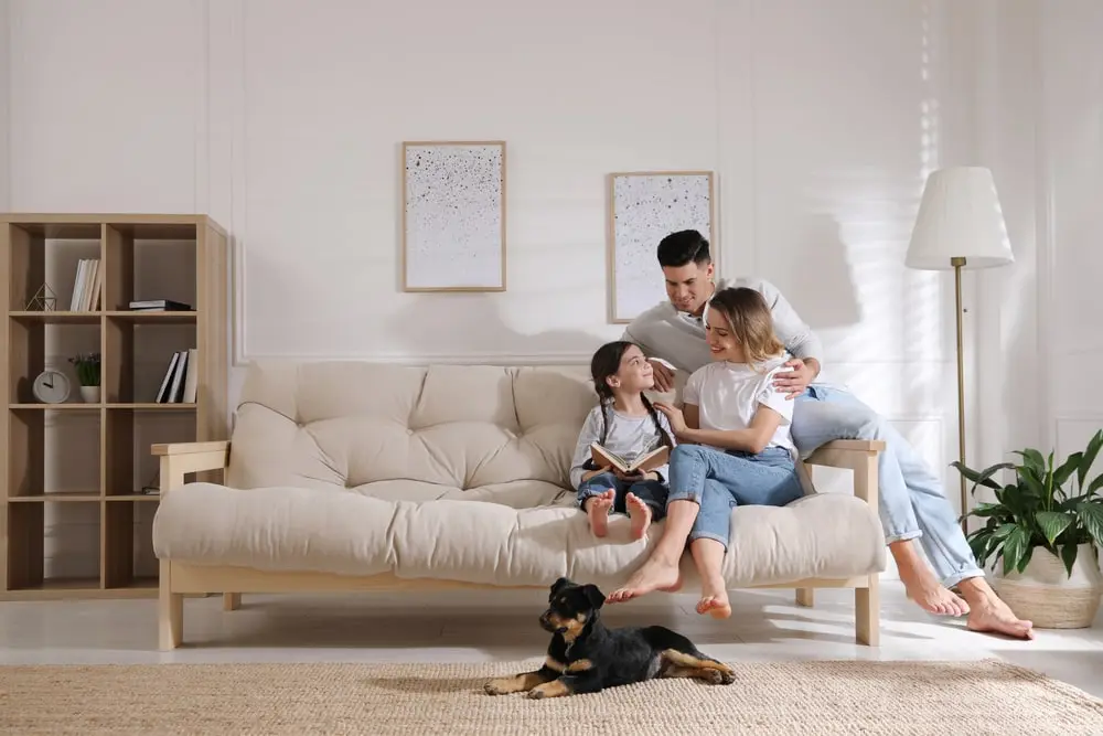 family with their dog