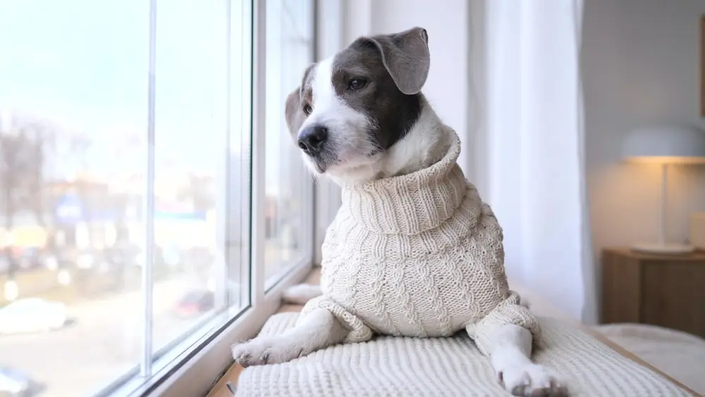 dog with a winter sweater