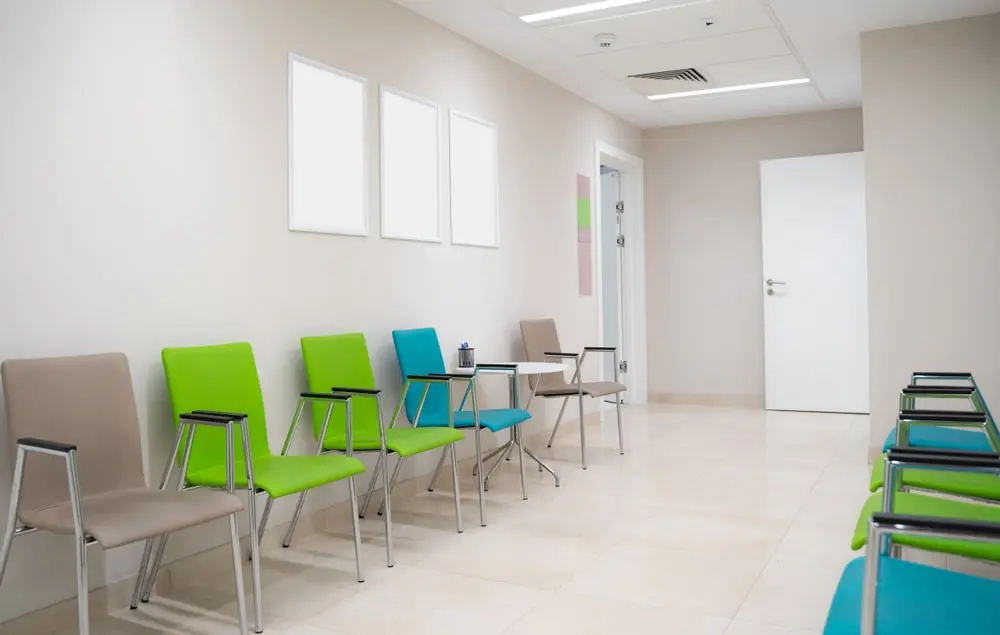 A clean row of chairs in a private clinic.