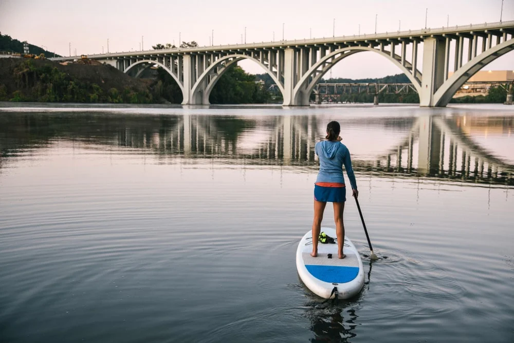 Paddleboarding in a river in Tennessee