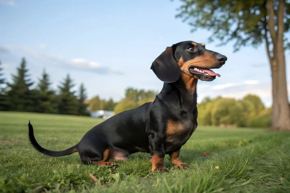Dachsund in a field