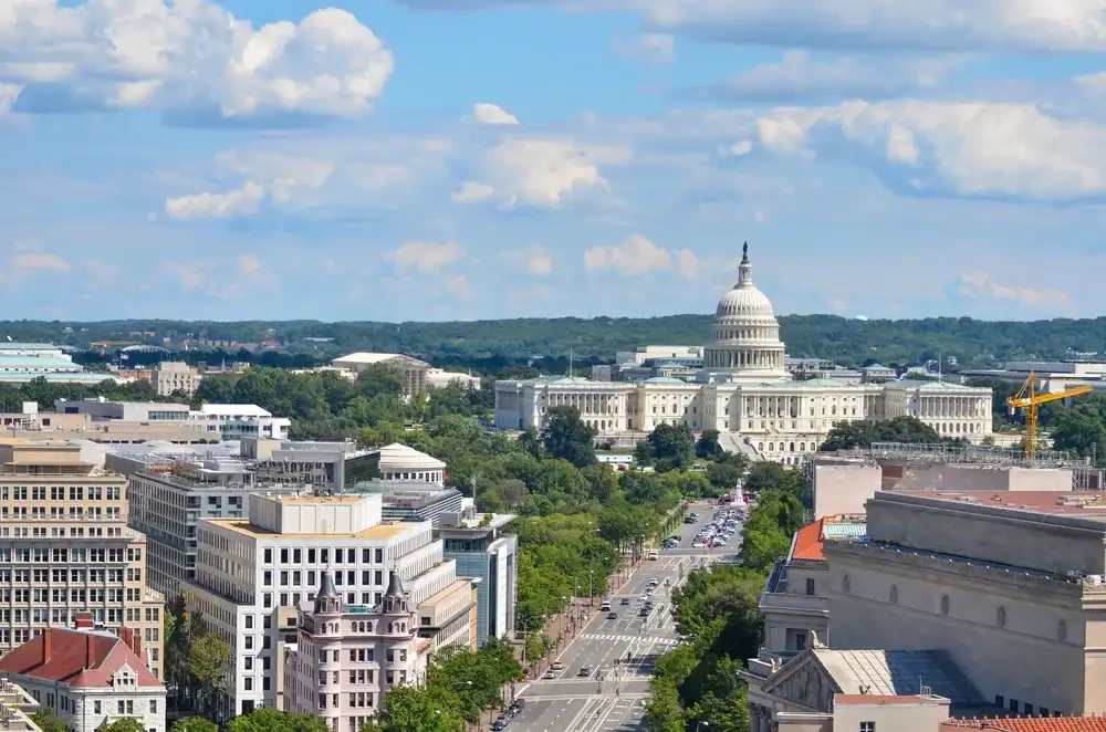 Arial of Washington DC skyline